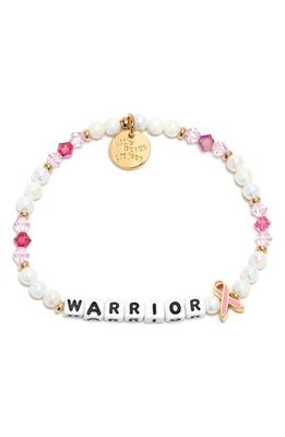 Little Words Project Warrior Beaded Stretch Bracelet in Pearl Pink