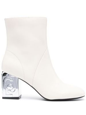 LIU JO 75mm square-toe leather ankle boots - White