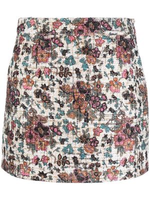 LIU JO A-line fine-knit floral mini skirt - White