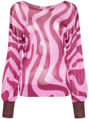 LIU JO abstract-pattern lurex-detailing jumper - Pink
