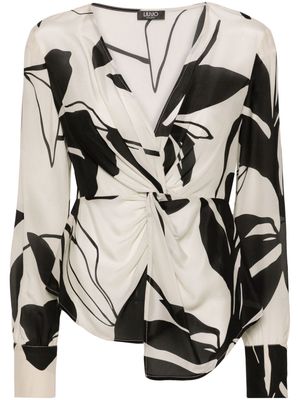 LIU JO abstract-print crepe blouse - Neutrals