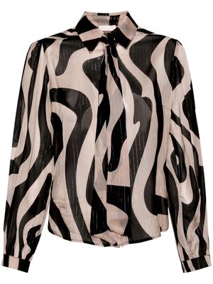 LIU JO abstract-print lurex-stripes shirt - Pink