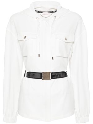 LIU JO belted hooded jacket - White