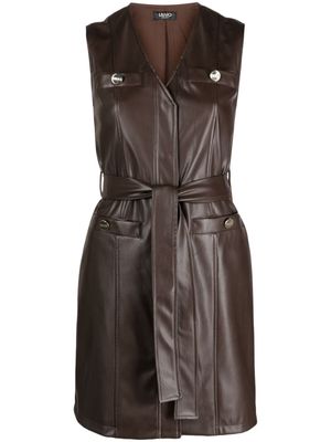 LIU JO belted sleeveless coated dress - Brown