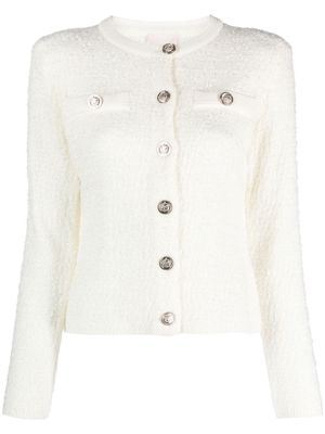 LIU JO bouclé embossed-button jacket - White