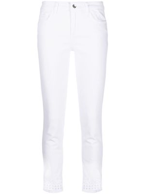 LIU JO broderie-anglaise cropped jeans - White