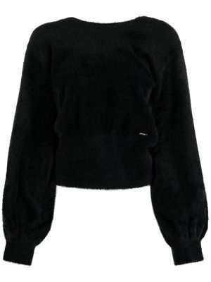 LIU JO brushed V-back sweatshirt - Black