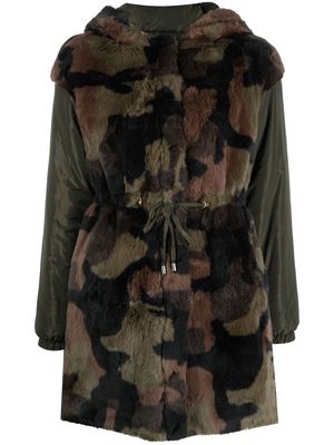 LIU JO camouflage-pattern faux fur jacket - Green