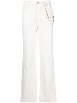 LIU JO chain-link detail high-waisted jeans - White
