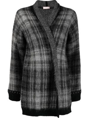 LIU JO check-pattern brushed cardigan - Grey