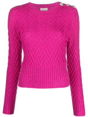LIU JO chevron-knit buttoned jumper - Pink