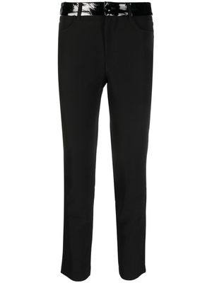 LIU JO contrasting-waistband cropped trousers - Black
