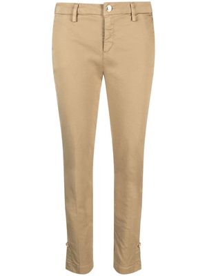 LIU JO cotton tapered slim-cut trousers - Neutrals