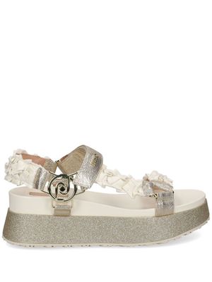 LIU JO crinkled-effect platform sandals - White