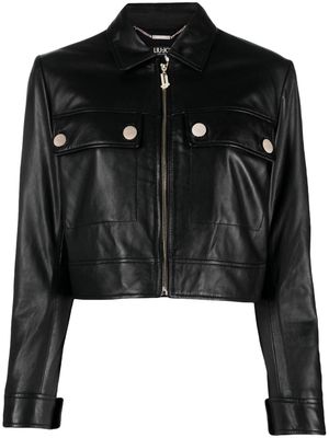 LIU JO cropped leather jacket - Black