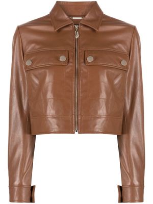 LIU JO cropped leather jacket - Brown