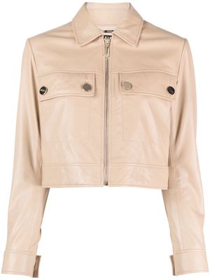 LIU JO cropped leather jacket - Neutrals