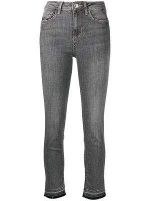 LIU JO cropped skinny mid-wash jeans - Grey