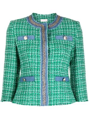 LIU JO cropped-sleeves tweed jacket - Green