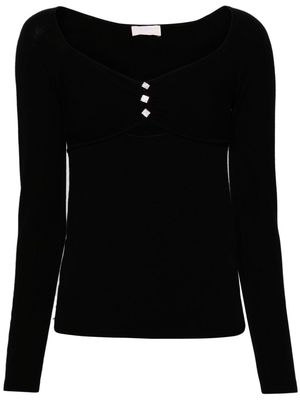 LIU JO crystal-embellished cut-out knitted top - Black