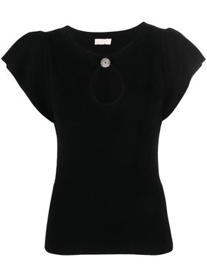 LIU JO crystal-embellished fine-knit top - Black