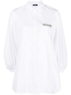 LIU JO crystal-embellished oversize shirt - White