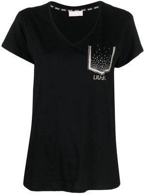 LIU JO crystal-embellishment cotton T-shirt - Black