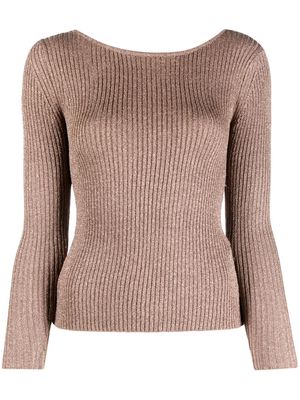 LIU JO cut-out metallic-knit top - Neutrals