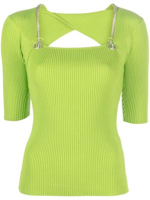 LIU JO cut-out ribbed-knit top - Green
