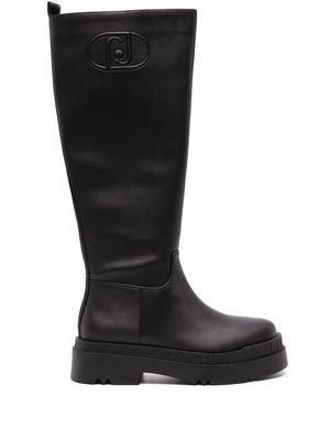 LIU JO debossed-logo knee-high boots - Black