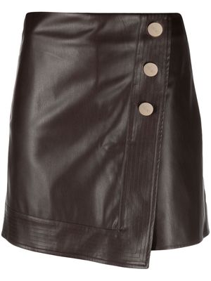 LIU JO decorative-stitching faux-leather shorts - Brown