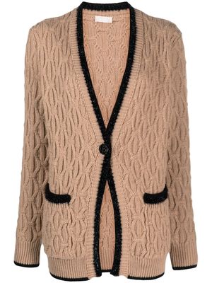 LIU JO diamond-embossed knitted cardigan - Brown