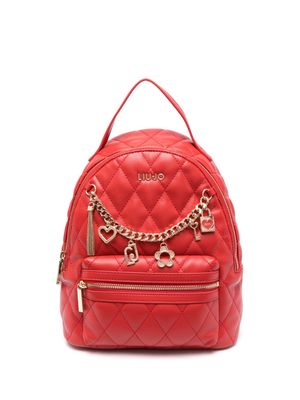 LIU JO diamond-quilted embellished backpack - Red