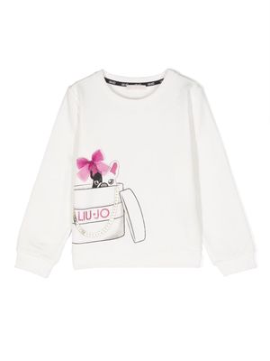 LIU JO dog-print cotton sweatshirt - White