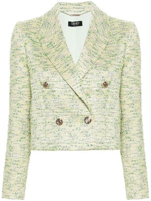 LIU JO double-breasted bouclé cropped jacket - Green