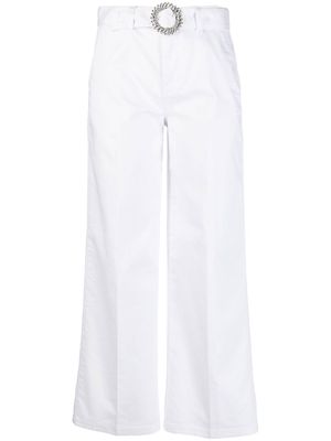 LIU JO embellished-belt wide-leg trousers - White