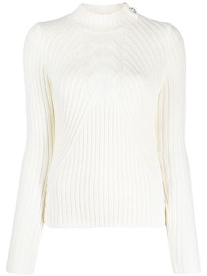 LIU JO embellished-button ribbed-knit jumper - White