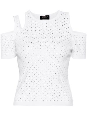 LIU JO embellished cut-out knitted top - White