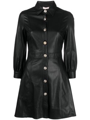LIU JO embossed-button faux-leather minidress - Black