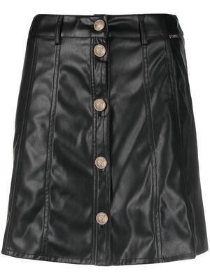 LIU JO embossed-button faux-leather skirt - Black