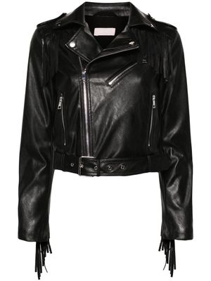 LIU JO faux-leather fringed biker jacket - Black