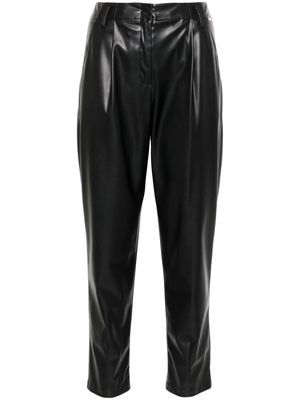 LIU JO faux-leather tapered-leg cropped trousers - Black