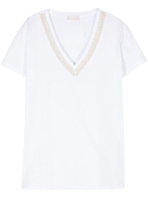 LIU JO faux pearl-embellished T-shirt - White