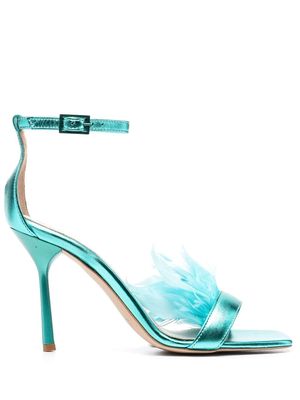 LIU JO feather-detailed 100mm heel sandals - Blue
