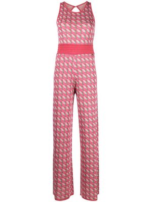 LIU JO floral-jacquard sleeveless jumpsuit - Pink