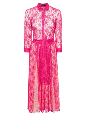 LIU JO floral-lace shirt dress - Pink