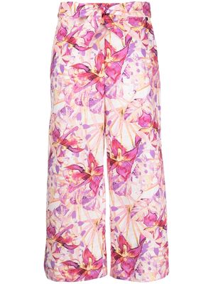LIU JO floral-print cropped trousers - Purple