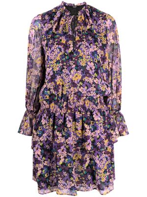 LIU JO floral-print ruffled minidress - Purple