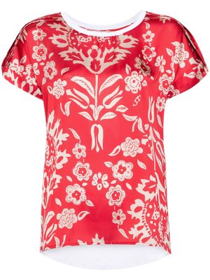 LIU JO floral-print satin blouse - Red