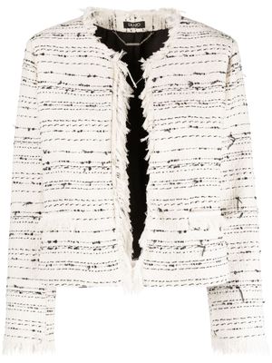 LIU JO frayed cotton blend tweed jacket - Neutrals